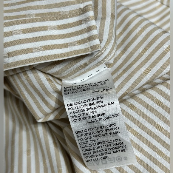 Chicos Coolmax All Season No Iron Sand Jacquard Dot Striped Button Up Sh… - Picture 10 of 13